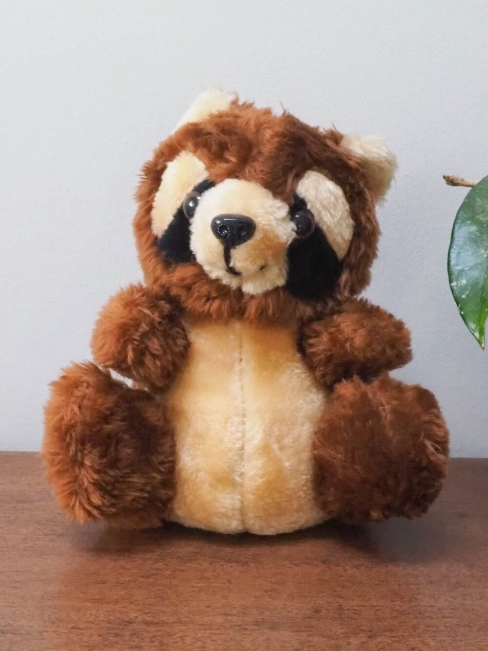 Vtg Acme Stuffed Brown Raccoon Toy - 80's Toy - Vintage Plush Raccoon